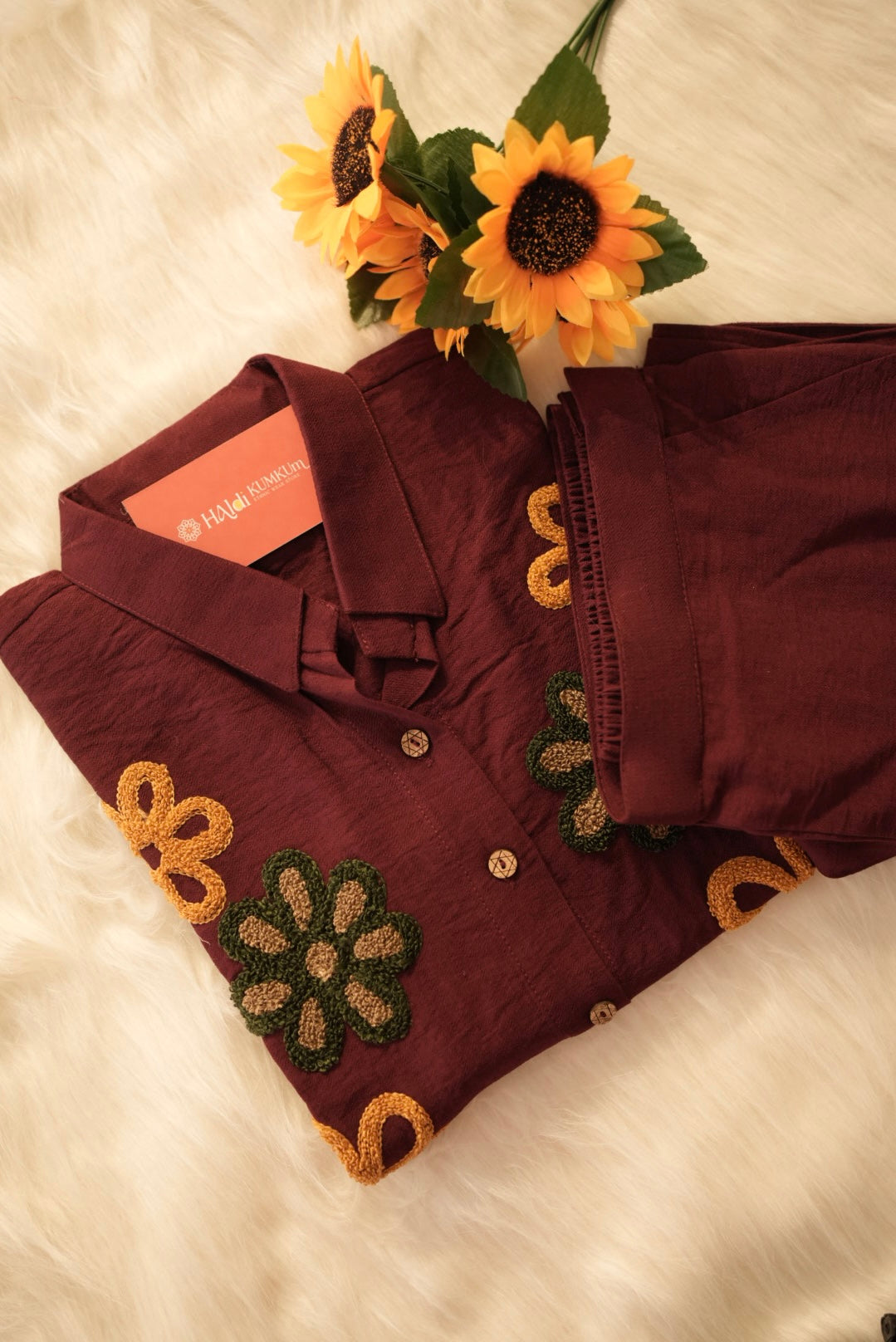 Maroon Floral Embroidered Co-Ord Set for Women | Designer Ethnic Cord Set