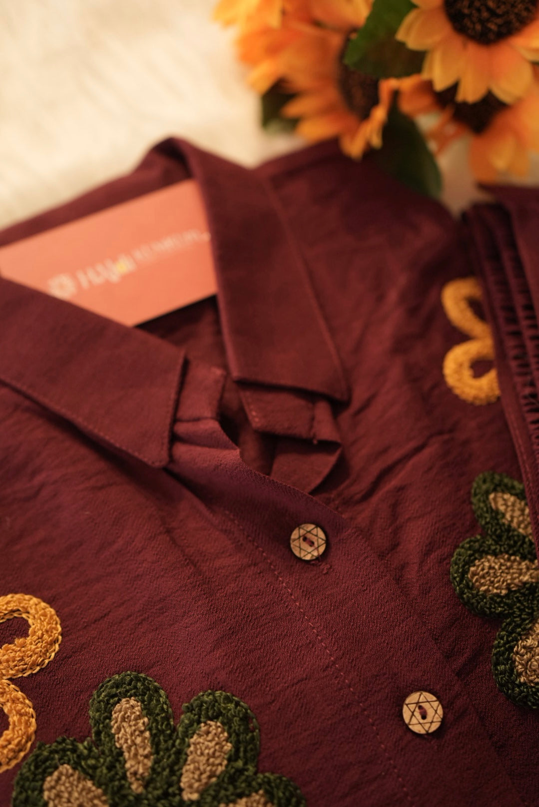 Maroon Floral Embroidered Co-Ord Set for Women | Designer Ethnic Cord Set