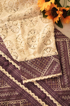 Purple Layered Co-Ord Set with Lace Jacket | Designer Ethnic Cord Set for Women