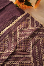 Purple Layered Co-Ord Set with Lace Jacket | Designer Ethnic Cord Set for Women