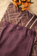 Purple Layered Co-Ord Set with Lace Jacket | Designer Ethnic Cord Set for Women