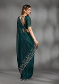 Teal Green Stonework (Gold) Georgette Saree