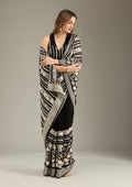 Black Threadwork Georgette Saree