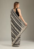Black Threadwork Georgette Saree