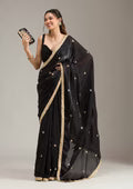 Black Stonework (Gold) Tissue Saree