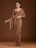 Brown Cutdana Tissue Saree