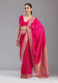 Rani Pink Aariwork Silk Saree