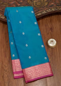 Turquoise Blue Zariwork Pure Silk Saree