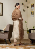 Beige Threadwork Chanderi Readymade Salwar Suit