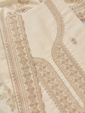 Off White Zariwork (Gold) Soft Raw Silk Unstitched Salwar Suit