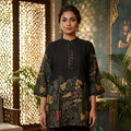 Black Floral Printed Kurta Palazzo Set for Women