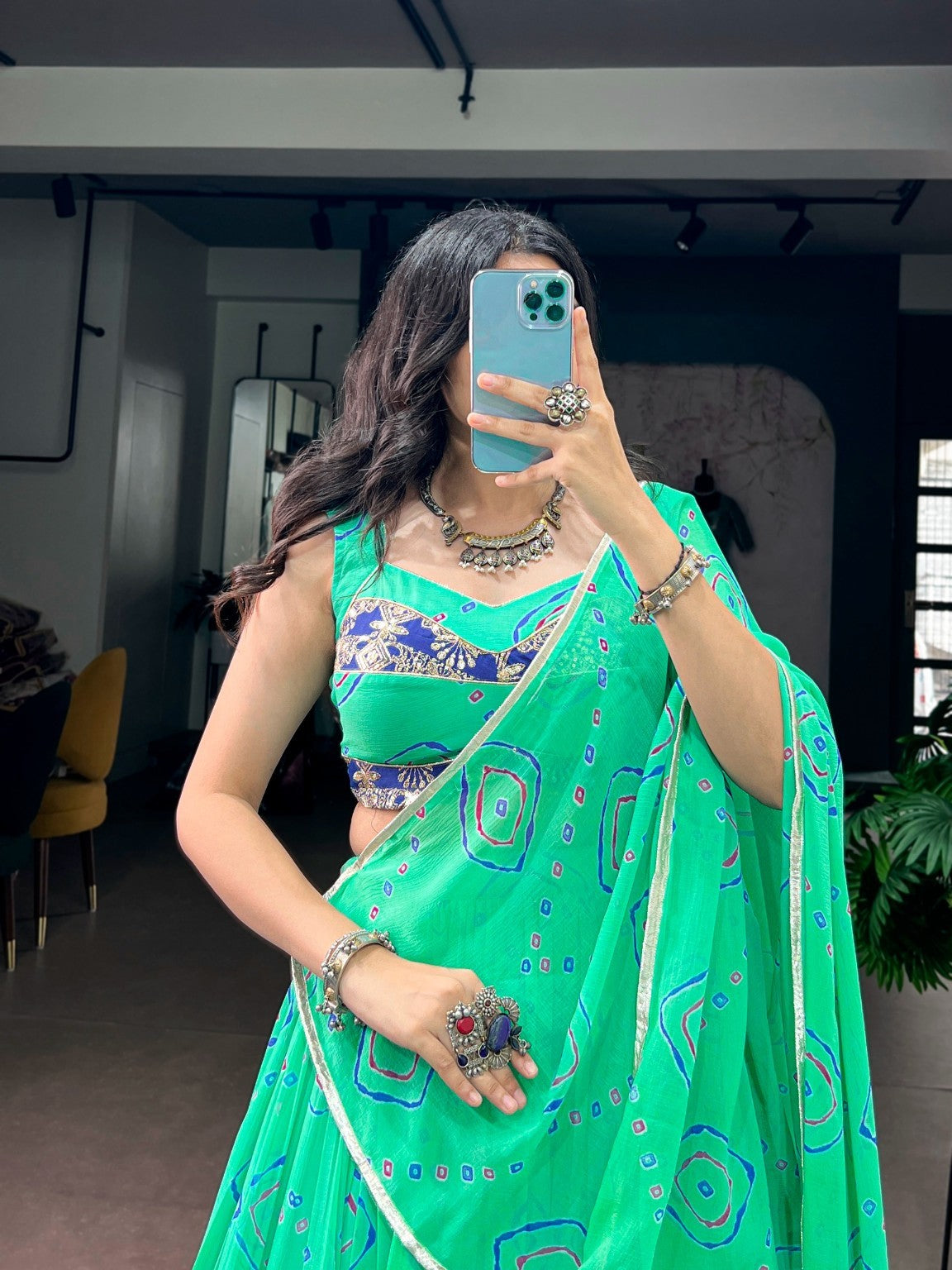 LNB1742 GhumMar Bandhej Print Lehenga Choli with Dupatta | 8 Meter Flair