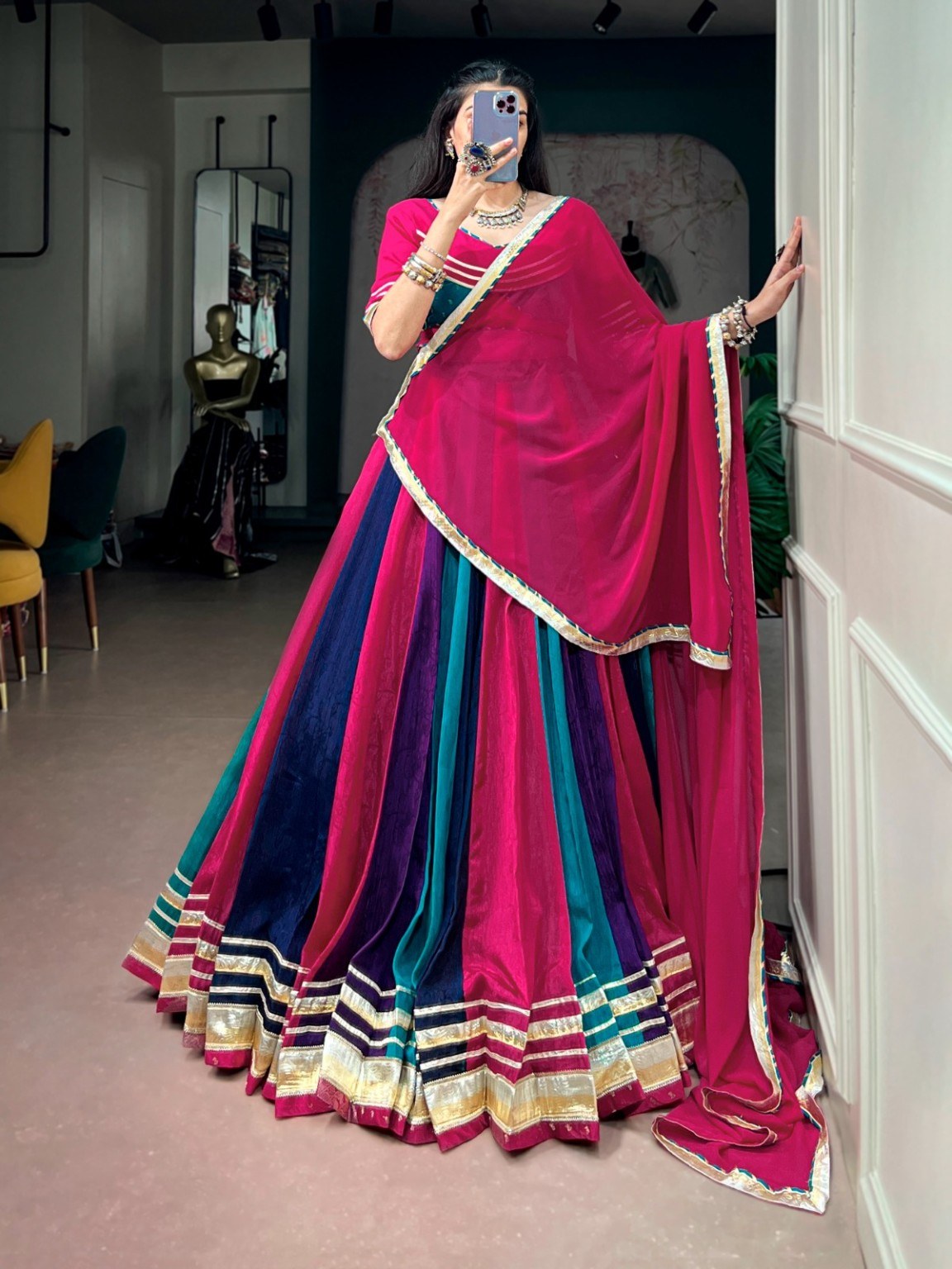 Navratri Special Hand Work Lehenga Choli for Women with 6 Meter Flair