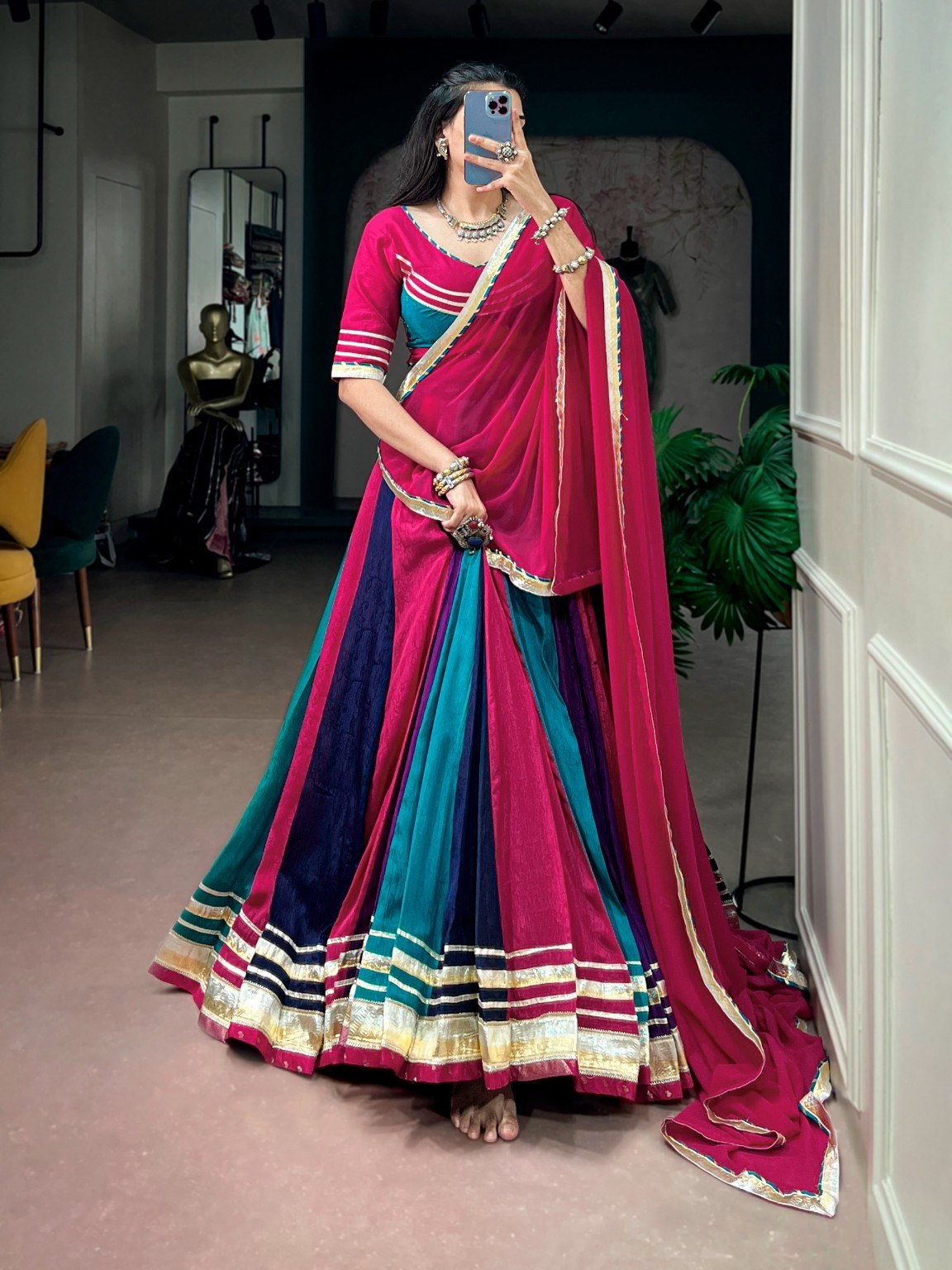 Navratri Special Hand Work Lehenga Choli for Women with 6 Meter Flair