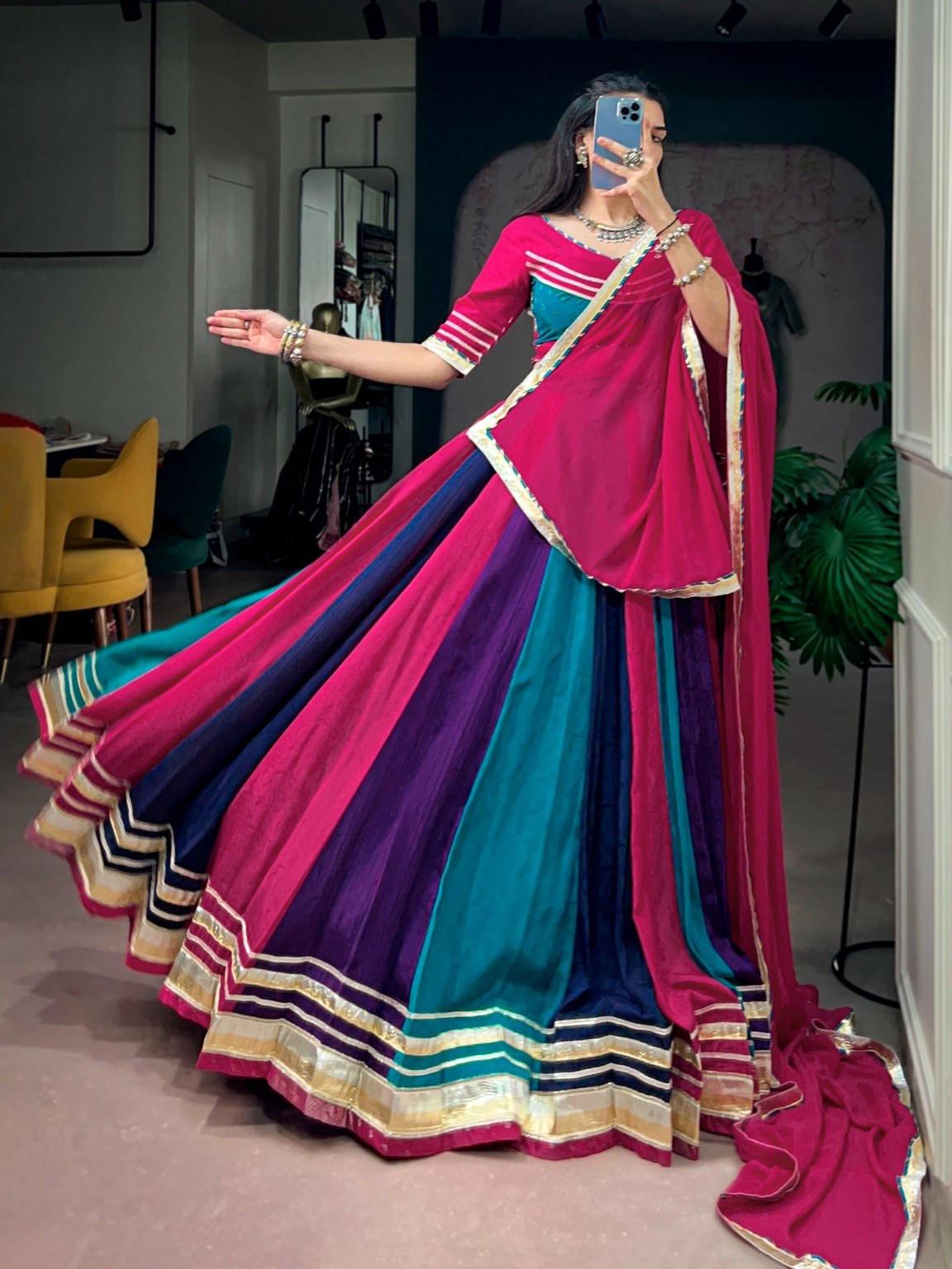 Navratri Special Hand Work Lehenga Choli for Women with 6 Meter Flair