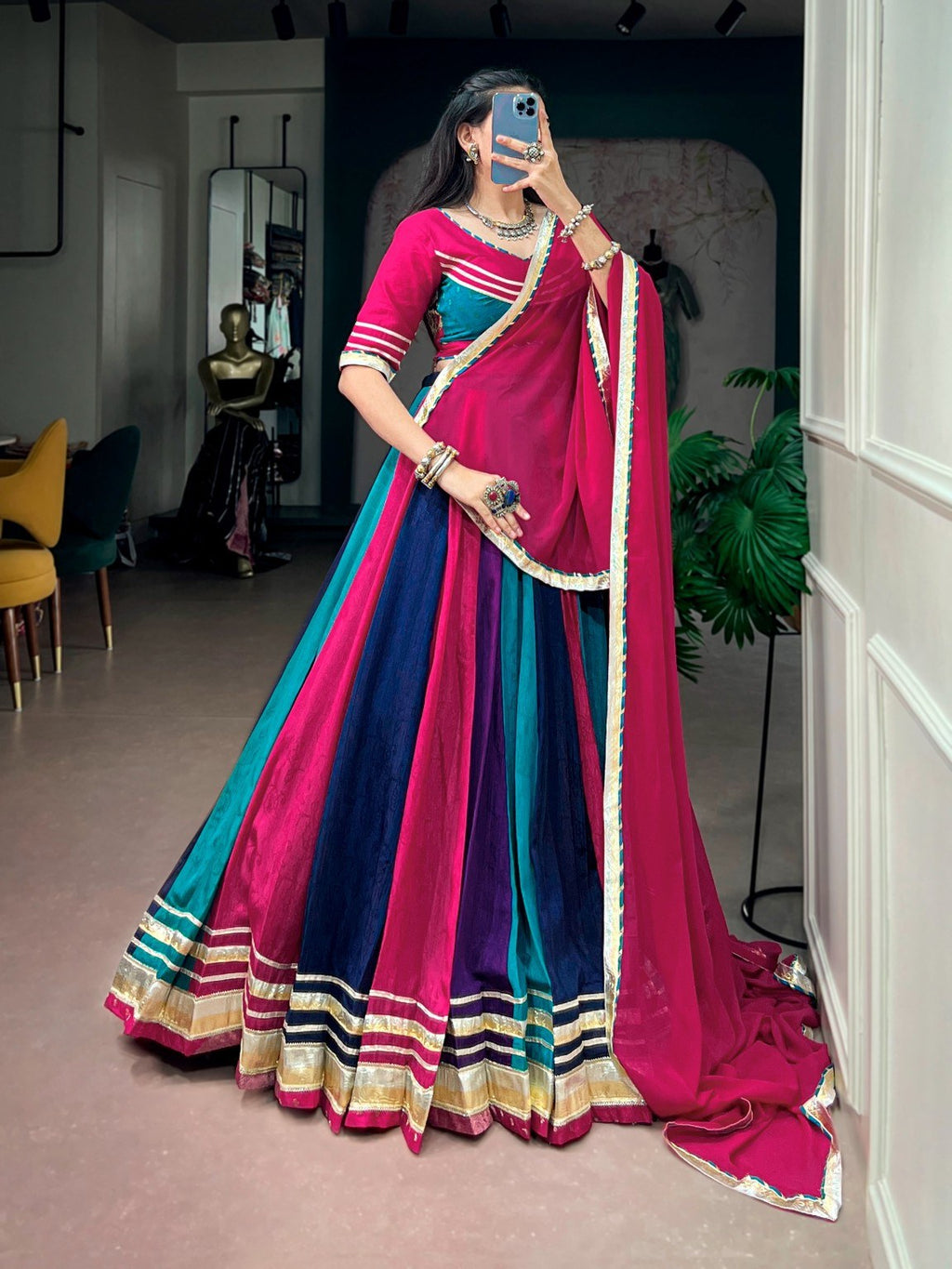 Navratri Special Hand Work Lehenga Choli for Women with 6 Meter Flair