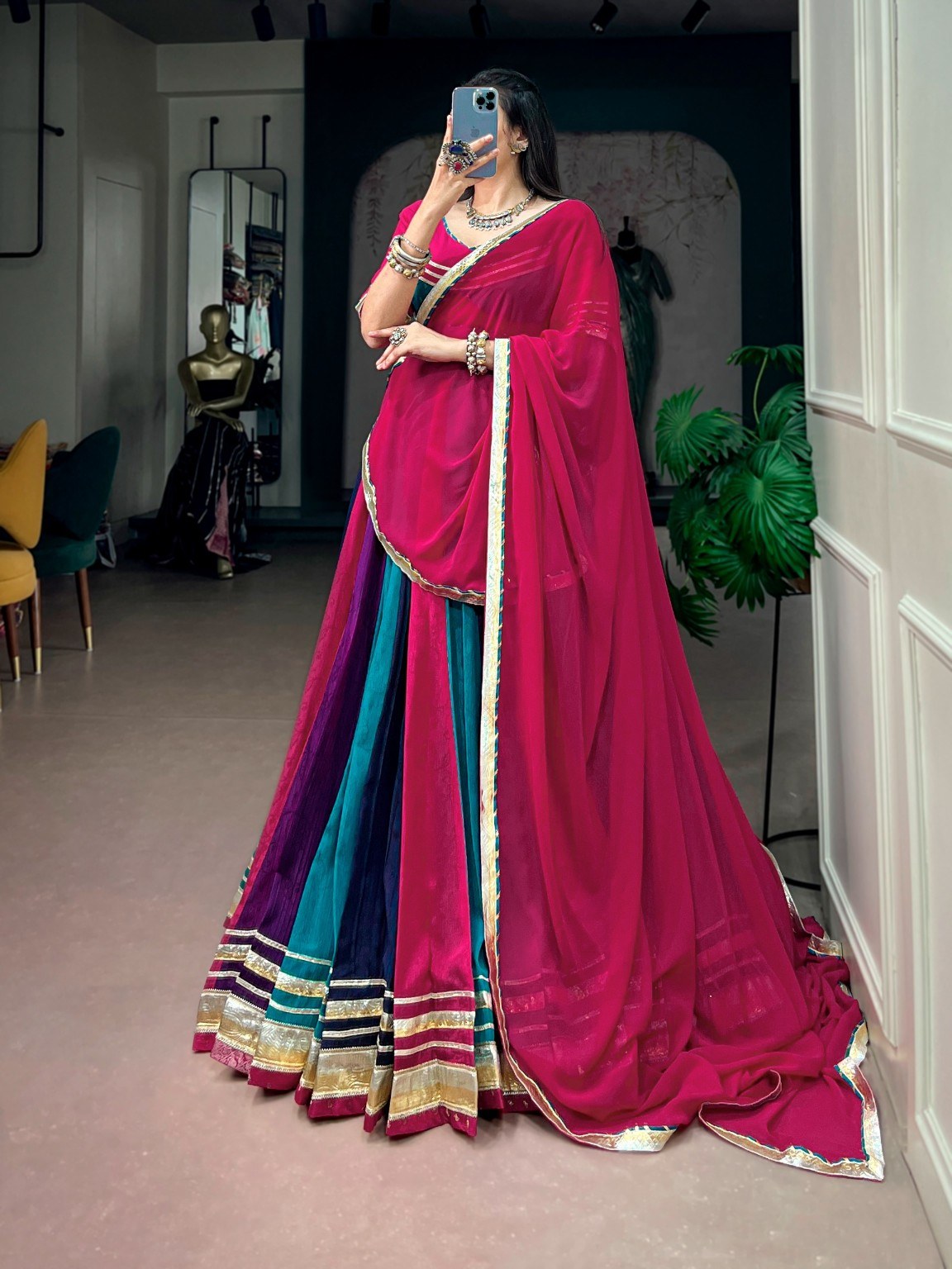 Navratri Special Hand Work Lehenga Choli for Women with 6 Meter Flair