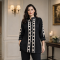 Black Statement Co-Ord Set with Contrast Panel Design | Premium Ethnic Cord Set for Women