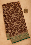 Brown Zariwork Pure Silk Saree