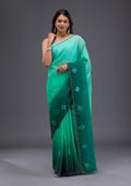 Leaf Green Swarovski Satin Saree