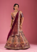 Orange Swarovski Raw Silk Semi Stitched Lehenga