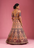 Orange Swarovski Raw Silk Semi Stitched Lehenga