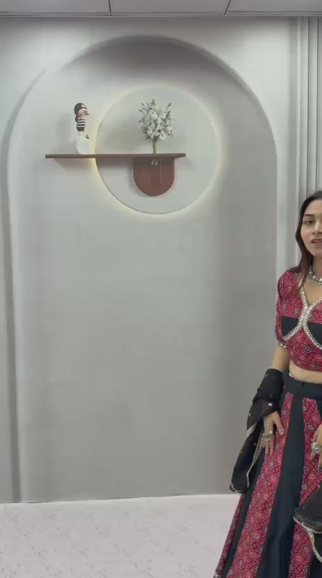 Navratri Special Ajrak Printed Lehenga Choli with Embroidered Dupatta
